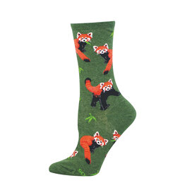 Socksmith Design Red Pandamonium 9-11 Women's Crew Socks