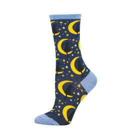 Socksmith Design Lunar Cat 9-11 Women's Crew Socks