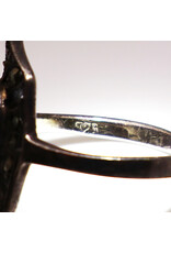 Art Deco-Style Marcasite-Style Sterling Ring with Carnelian Cabochon
