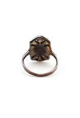 Art Deco-Style Marcasite-Style Sterling Ring with Carnelian Cabochon
