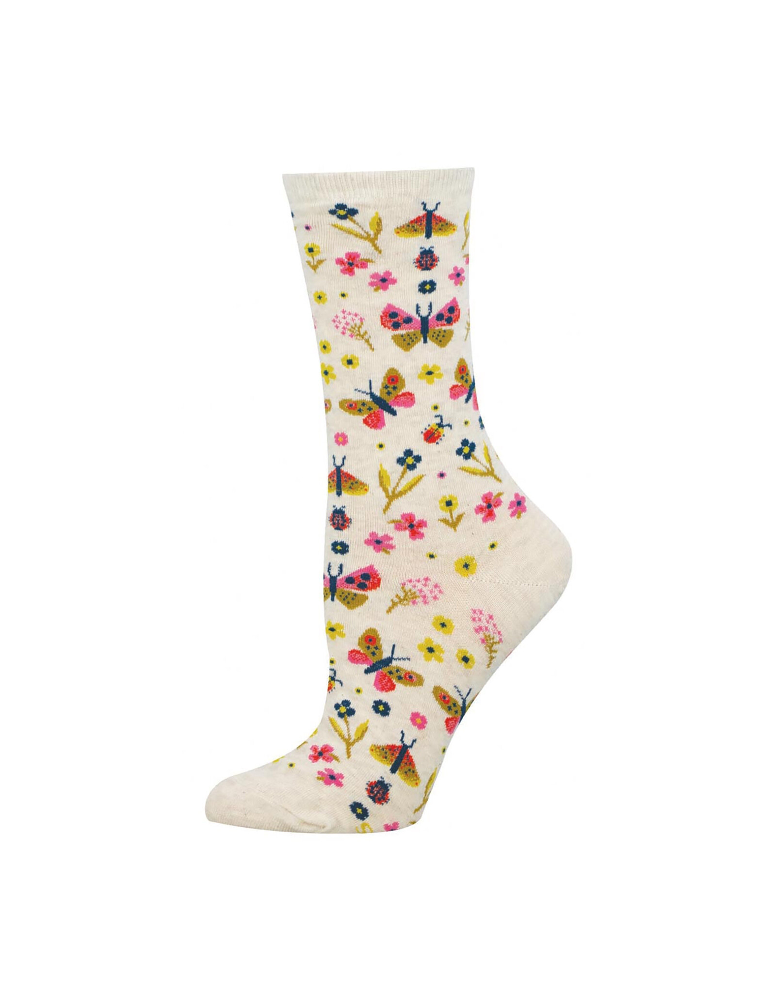 Socksmith Design Butterfly Floral 9-11 Women's Crew Socks