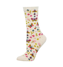 Socksmith Design Butterfly Floral 9-11 Women's Crew Socks