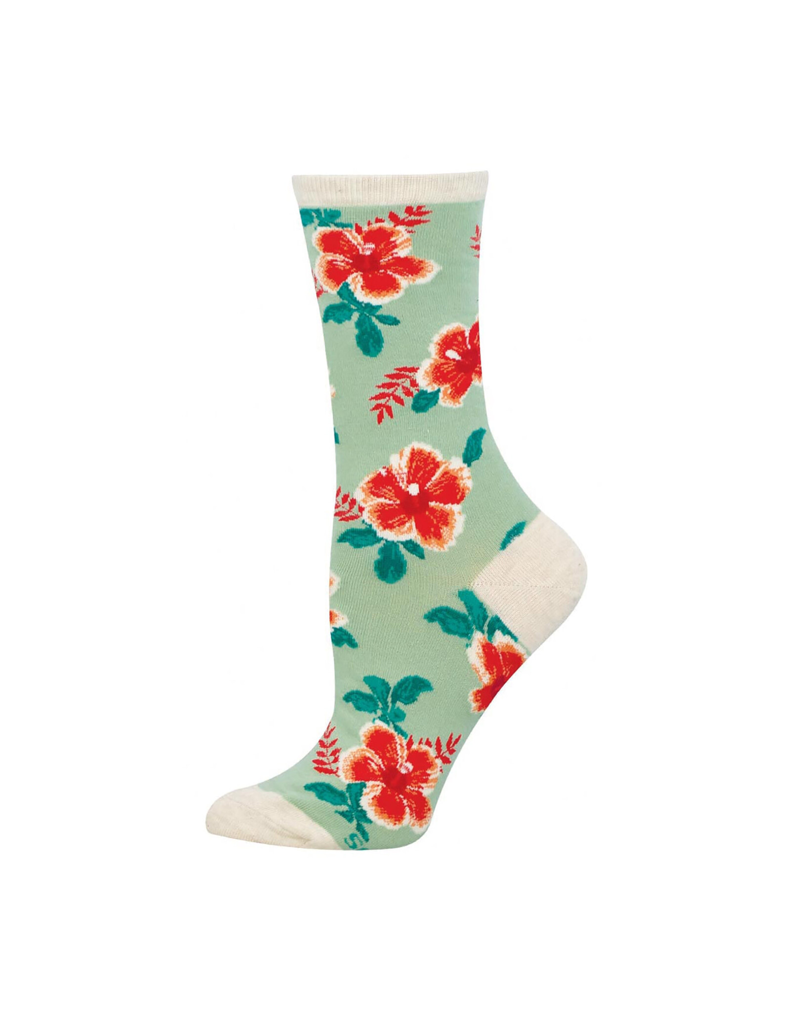 Socksmith Design Hibiscus Bloom 9-11 Women's Crew Socks