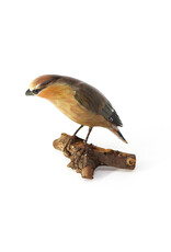 Hand-Painted Hand-Carved Bird on Piece of Wood