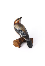 Hand-Painted Hand-Carved Bird on Piece of Wood