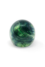Kerry Glass Green Swirl Art Glass Round Paperweight