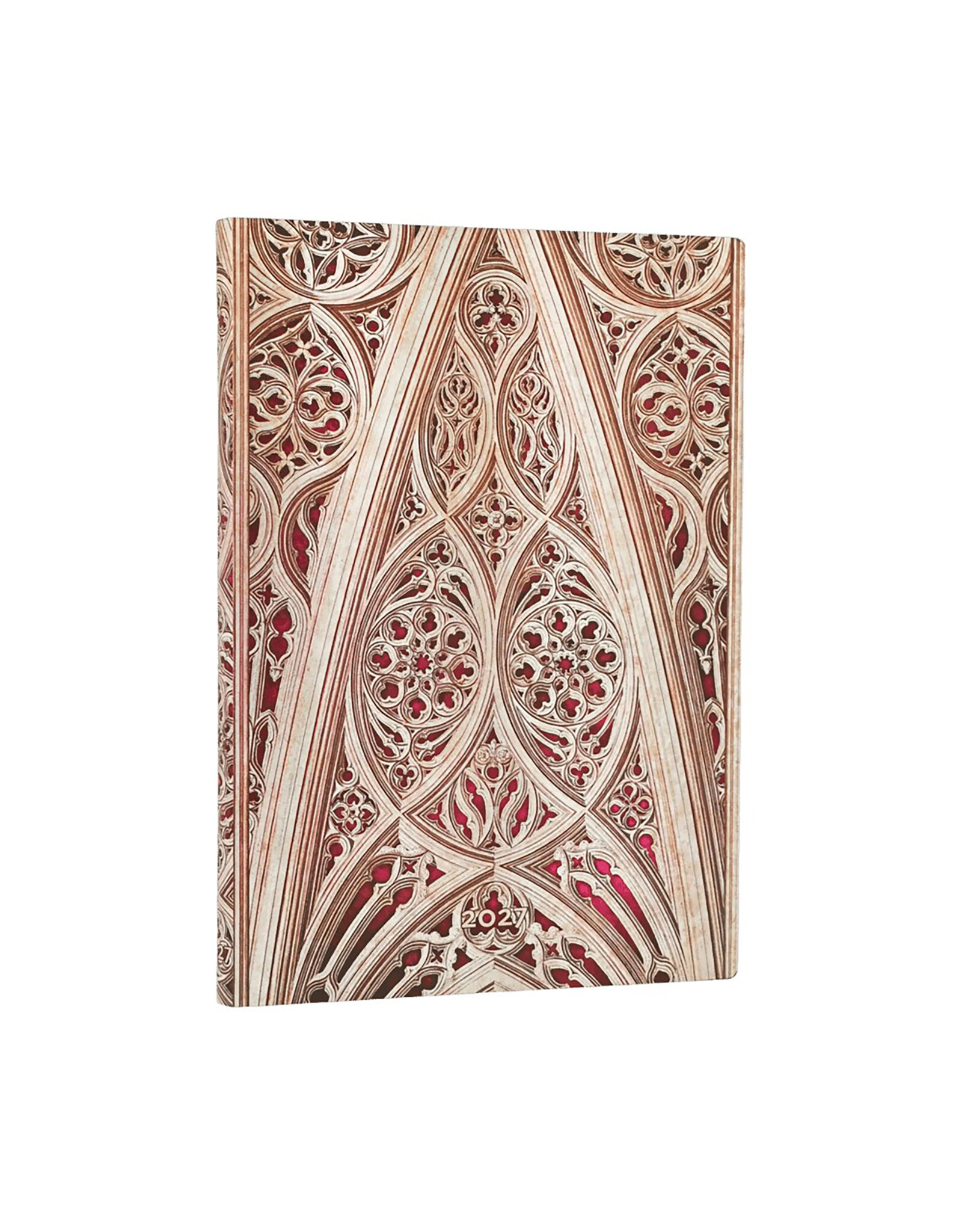 Paperblanks 2027 Vault of the Milan Cathedral Burgundy 12-Month Softcover Weekly Planner Midi Horizontal