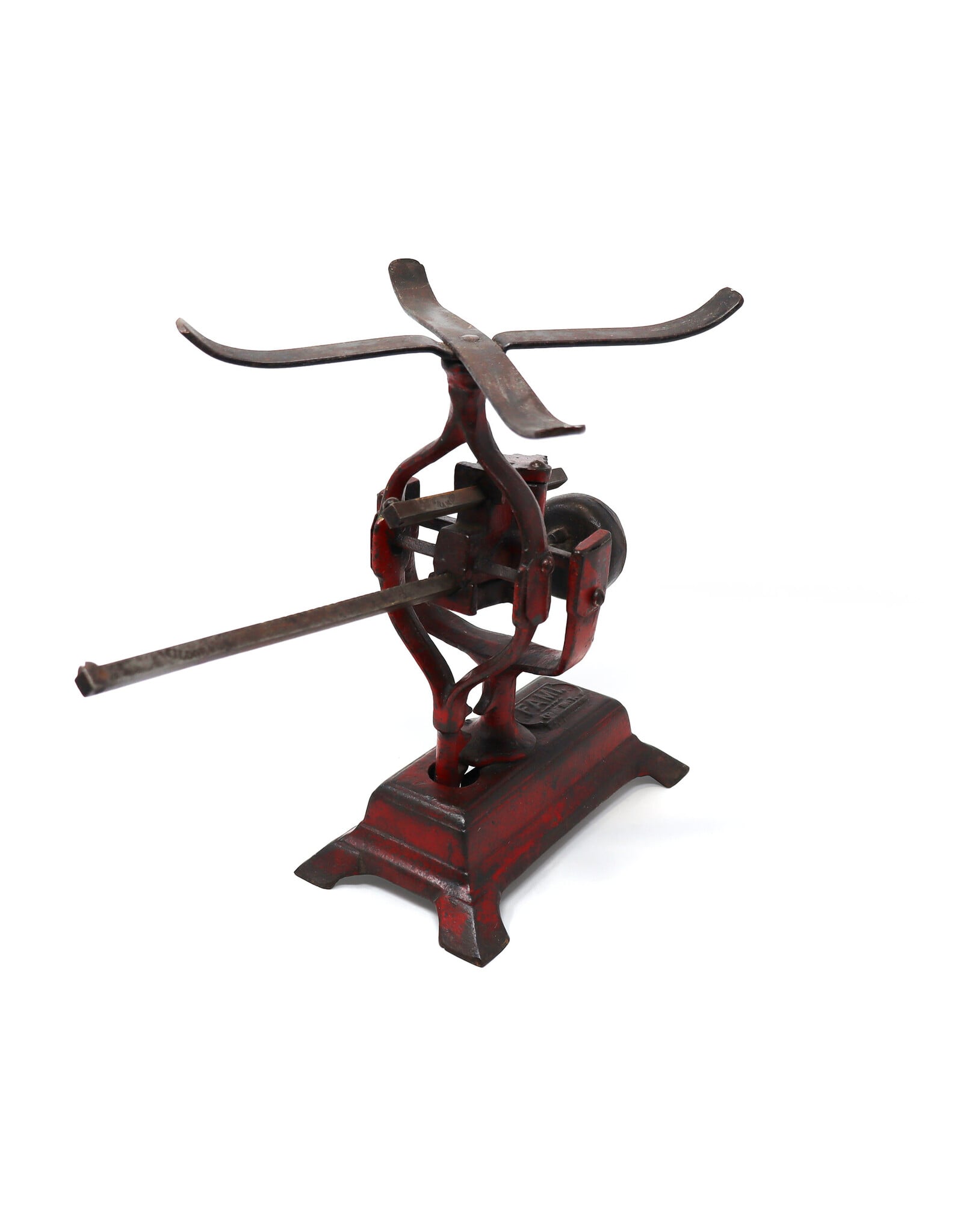 Antique Spanish Cast-Iron Red Painted Countertop Scale with Sliding Poise Beams