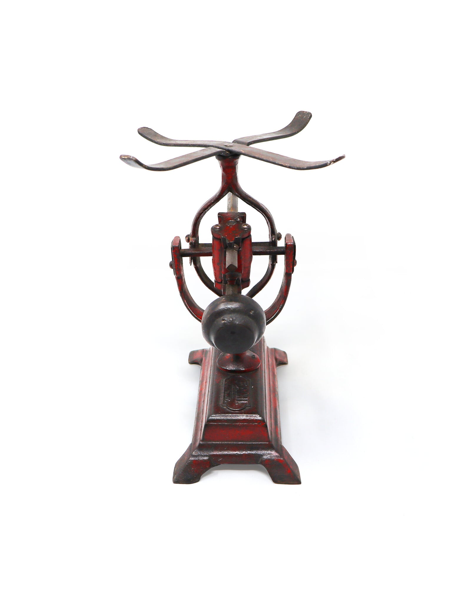 Antique Spanish Cast-Iron Red Painted Countertop Scale with Sliding Poise Beams