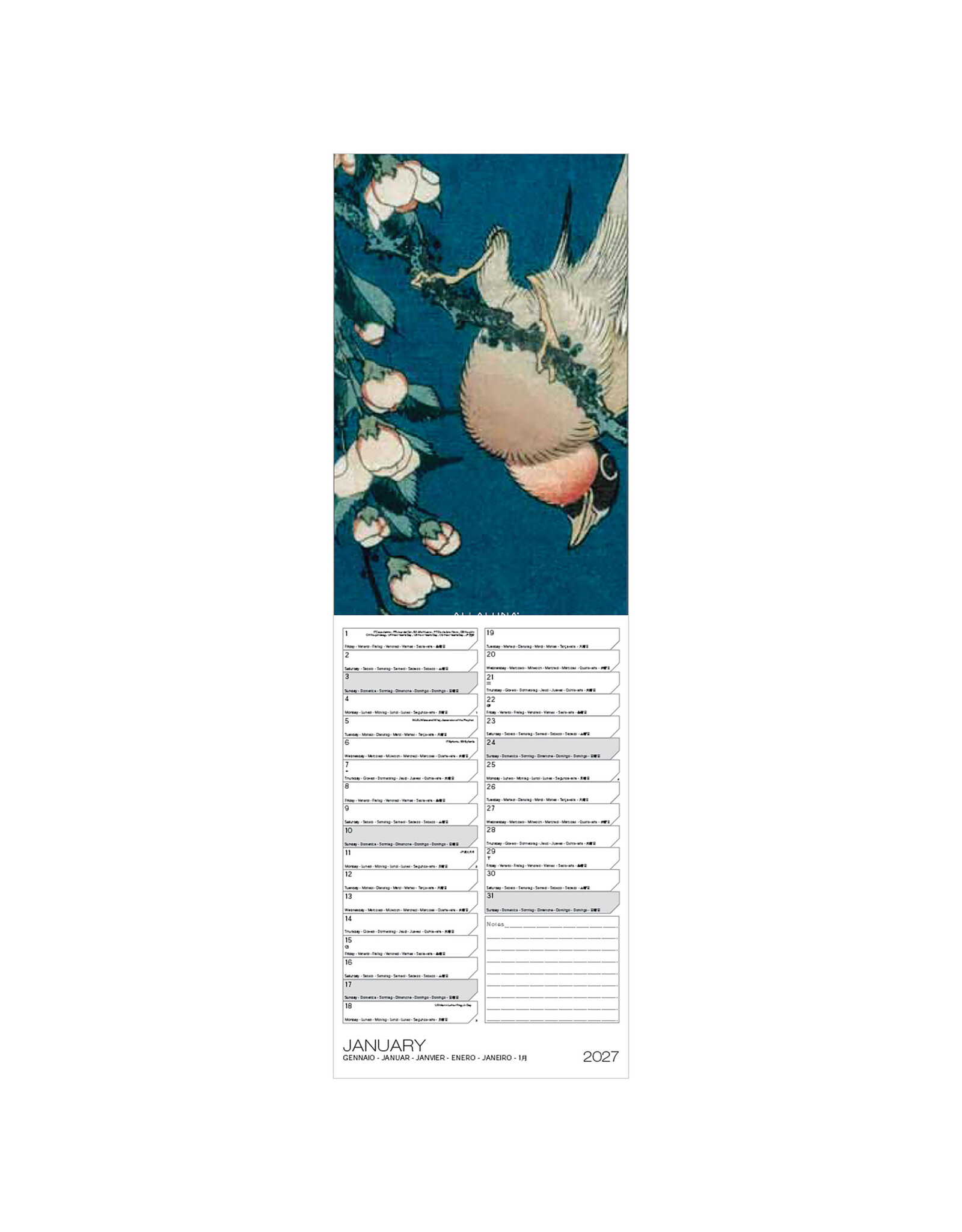 Allaluna 2027 Hokusai 6 x 19 Wall Calendar