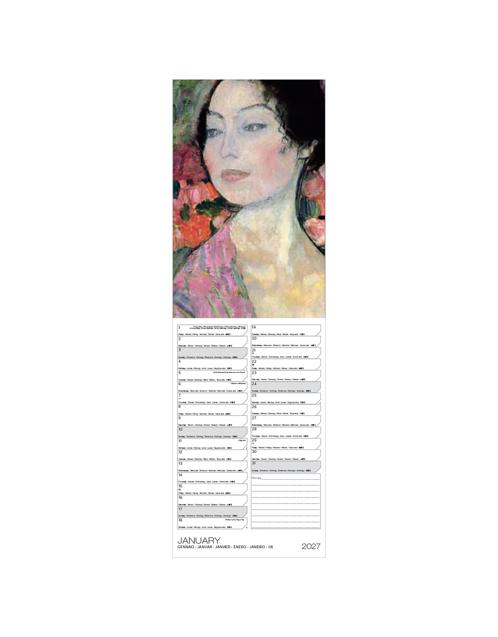 Allaluna 2027 Klimt 6 x 19 Wall Calendar