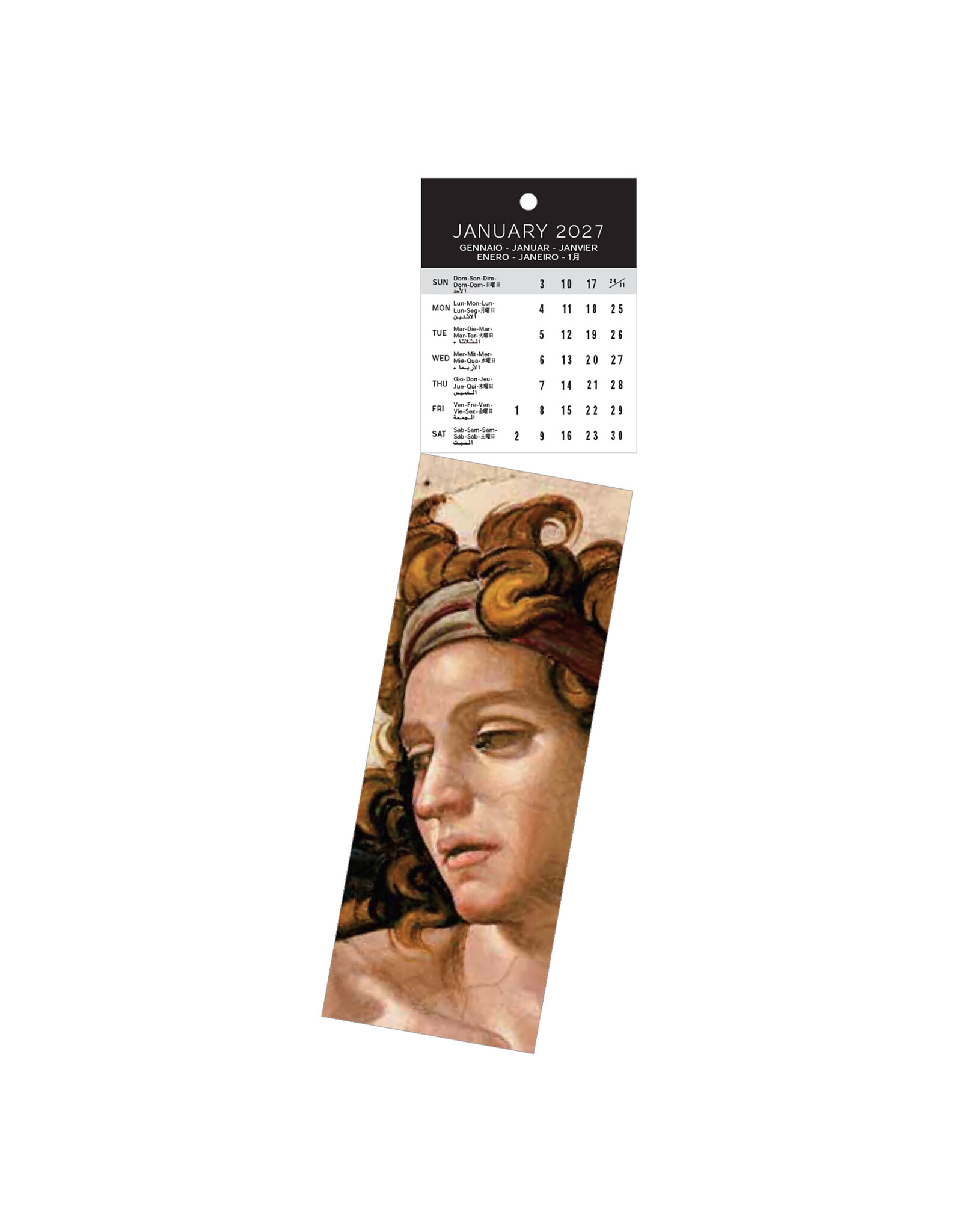 Allaluna 2027 Michelangelo Bookmark 2 x 8 Bookmark Calendar