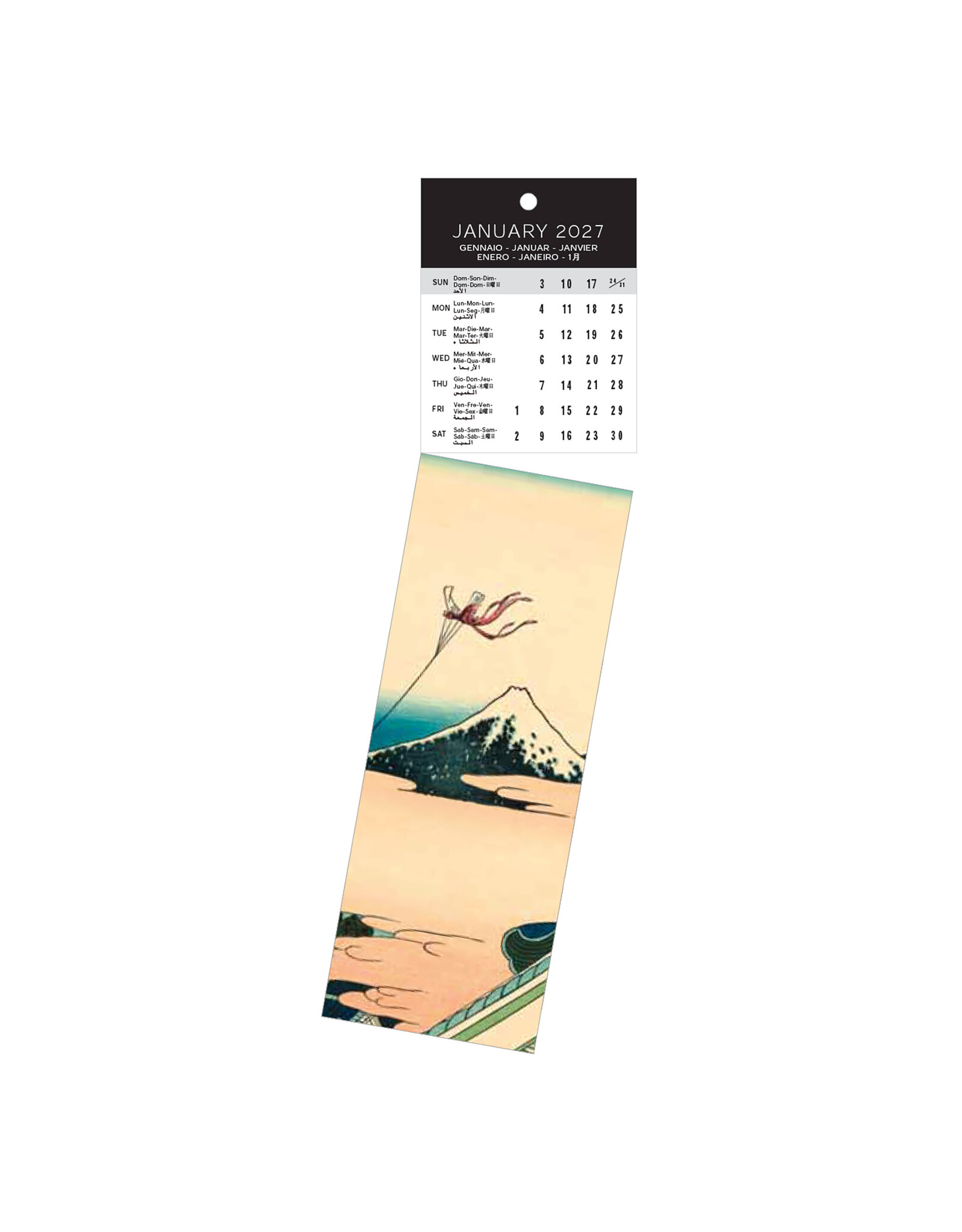 Allaluna 2027 Hokusai Bookmark 2 x 8 Bookmark Calendar