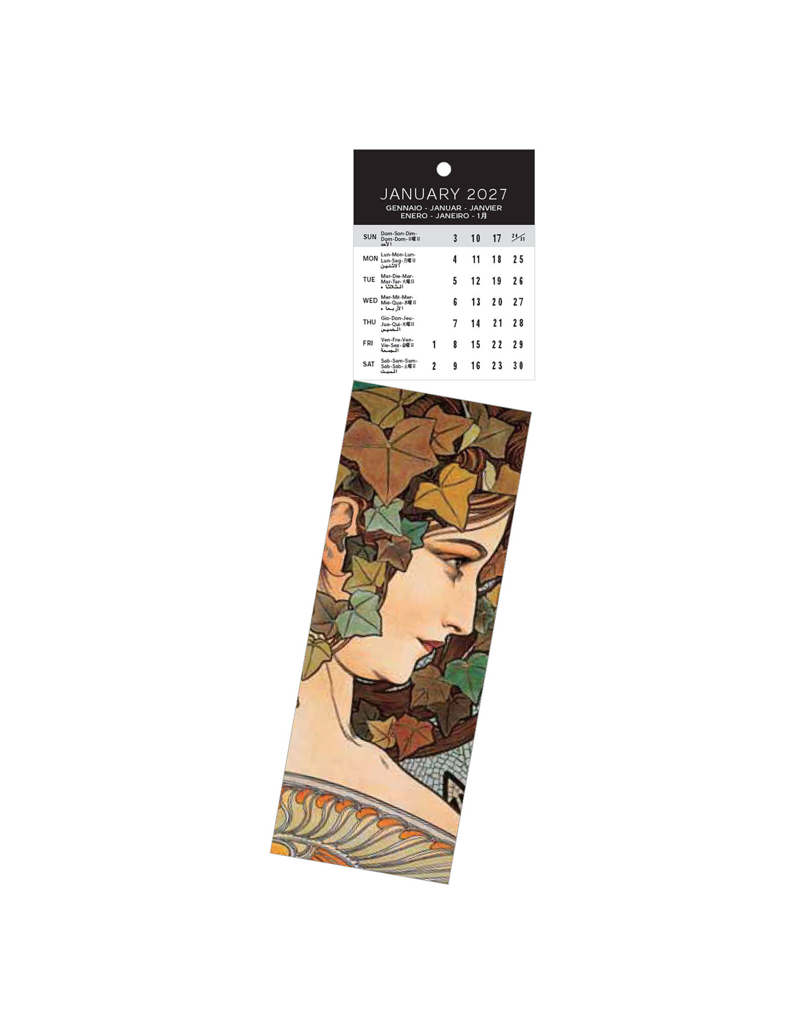 Allaluna 2027 Mucha Bookmark 2 x 8 Bookmark Calendar