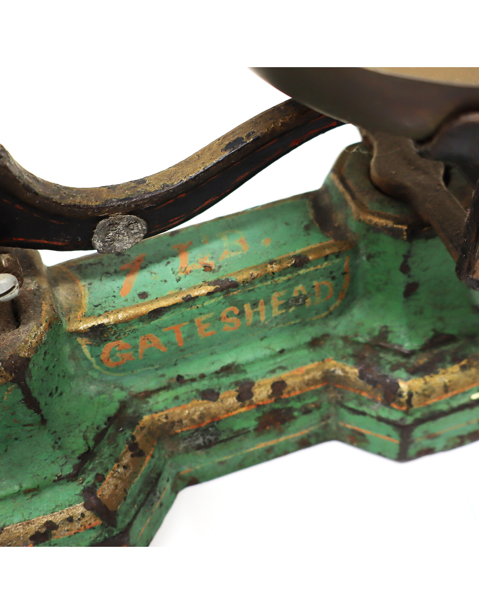 Antique Green Painted Cast Iron General Store Counter-Sized Balance Scale