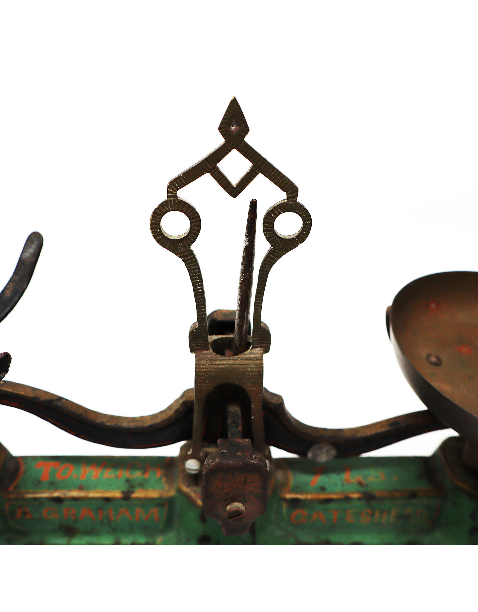 Antique Green Painted Cast Iron General Store Counter-Sized Balance Scale