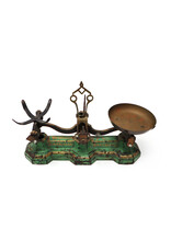 Antique Green Painted Cast Iron General Store Counter-Sized Balance Scale