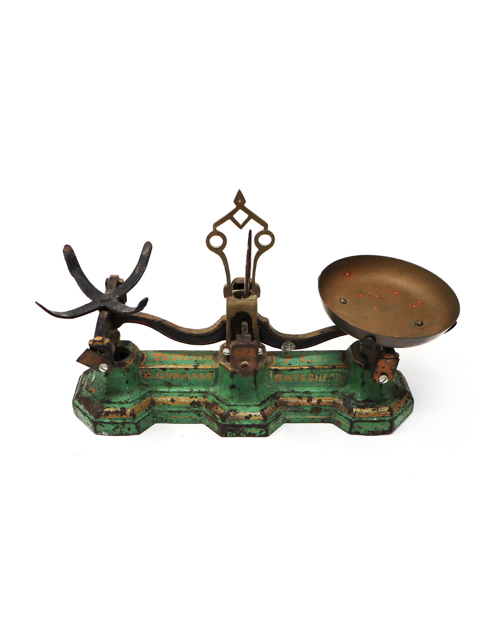 Antique Green Painted Cast Iron General Store Counter-Sized Balance Scale