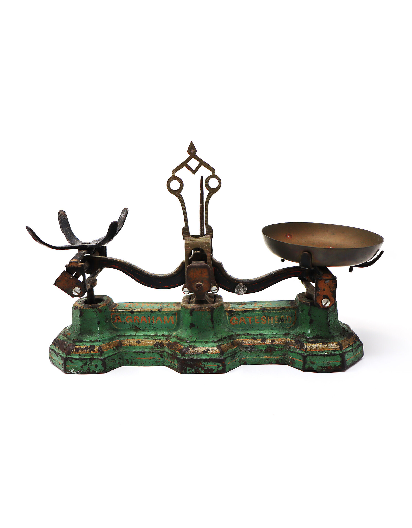 Antique Green Painted Cast Iron General Store Counter-Sized Balance Scale