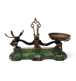 Antique Green Painted Cast Iron General Store Counter-Sized Balance Scale