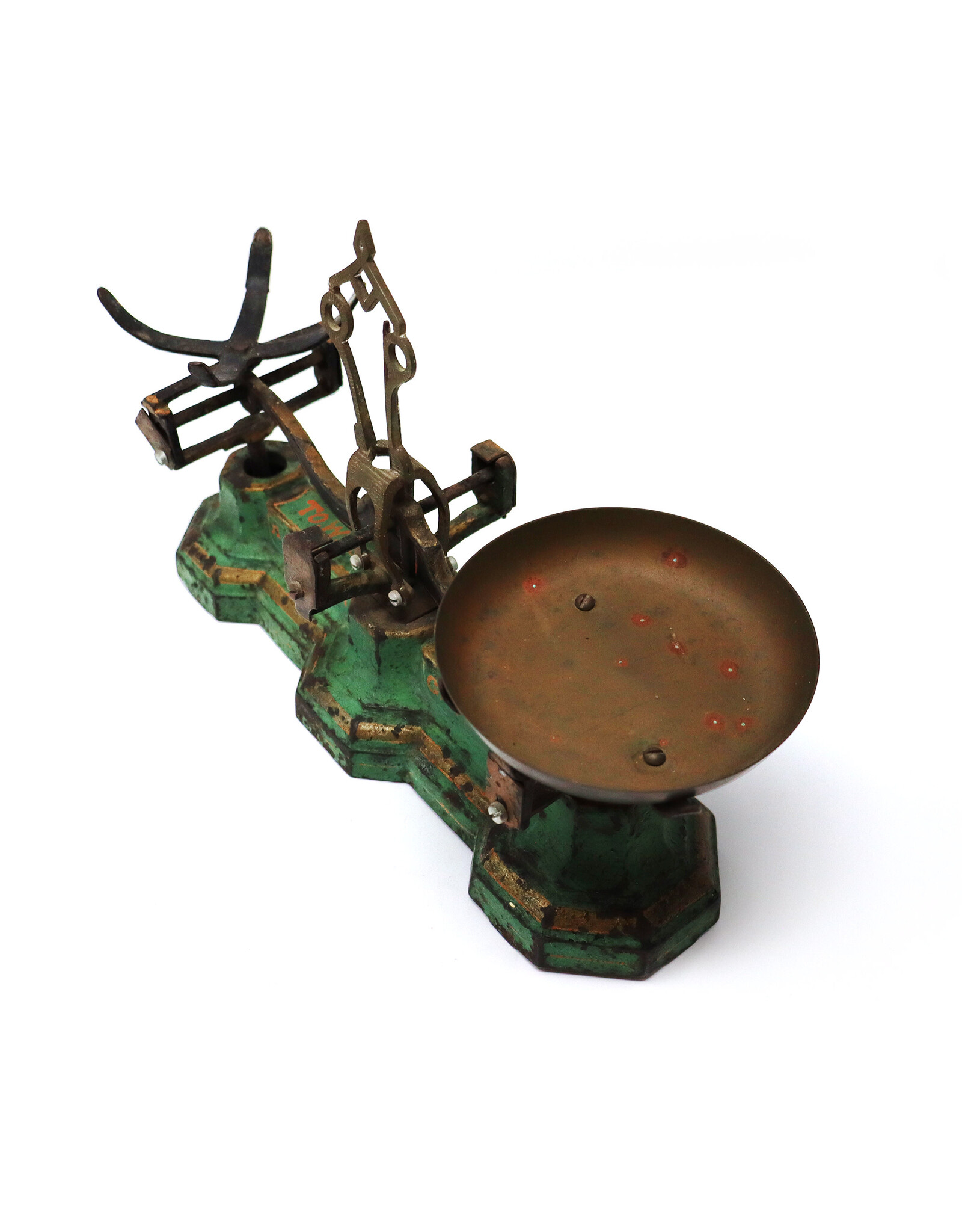 Antique Green Painted Cast Iron General Store Counter-Sized Balance Scale