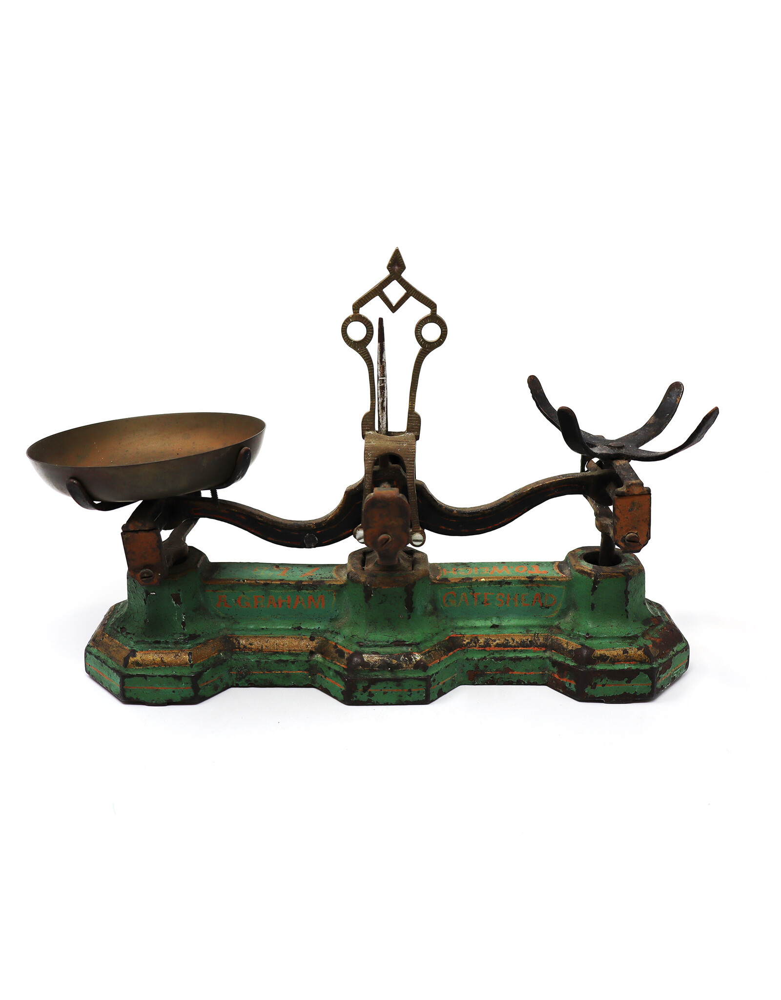 Antique Green Painted Cast Iron General Store Counter-Sized Balance Scale