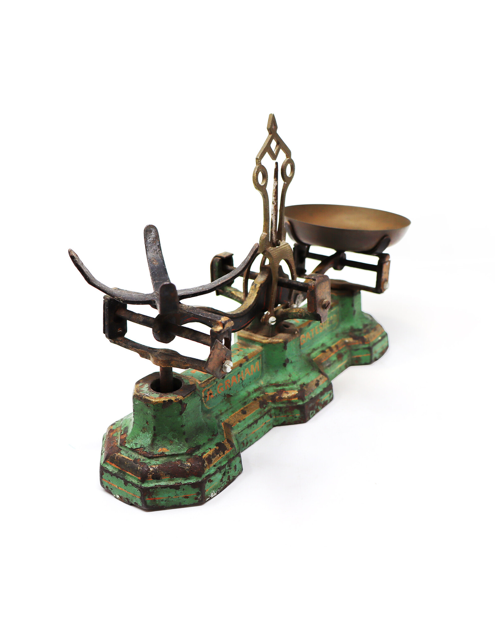 Antique Green Painted Cast Iron General Store Counter-Sized Balance Scale