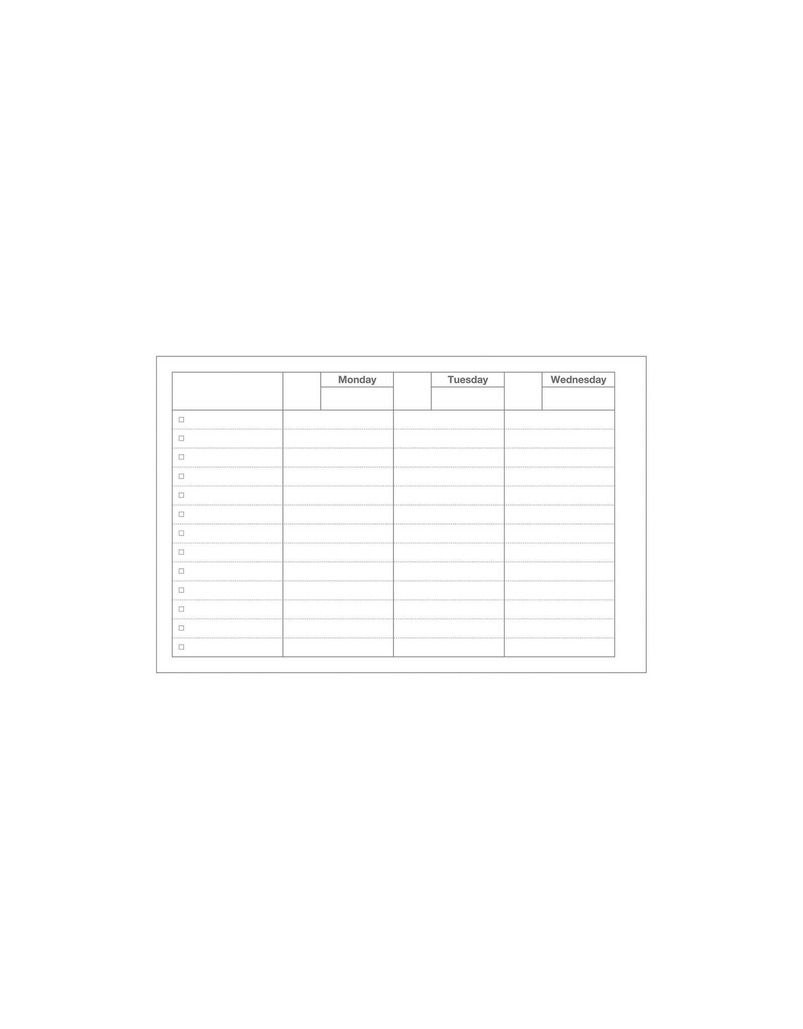MARK'S Inc. Gray Dayfree Weekly Schedule
