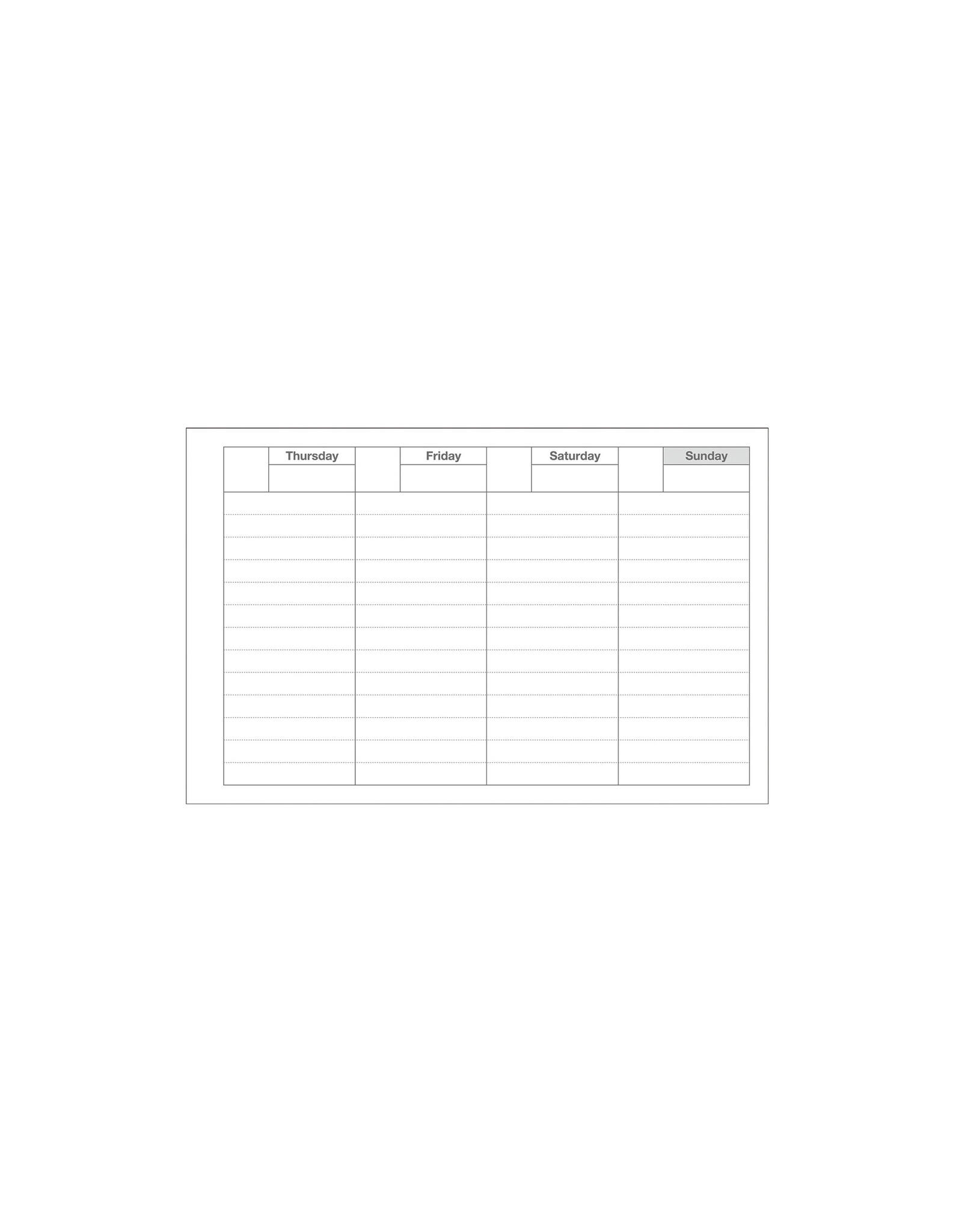 MARK'S Inc. Gray Dayfree Weekly Schedule