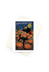 Laughing Elephant Witch and Weird Pumpkins A7 Halloween Notecard