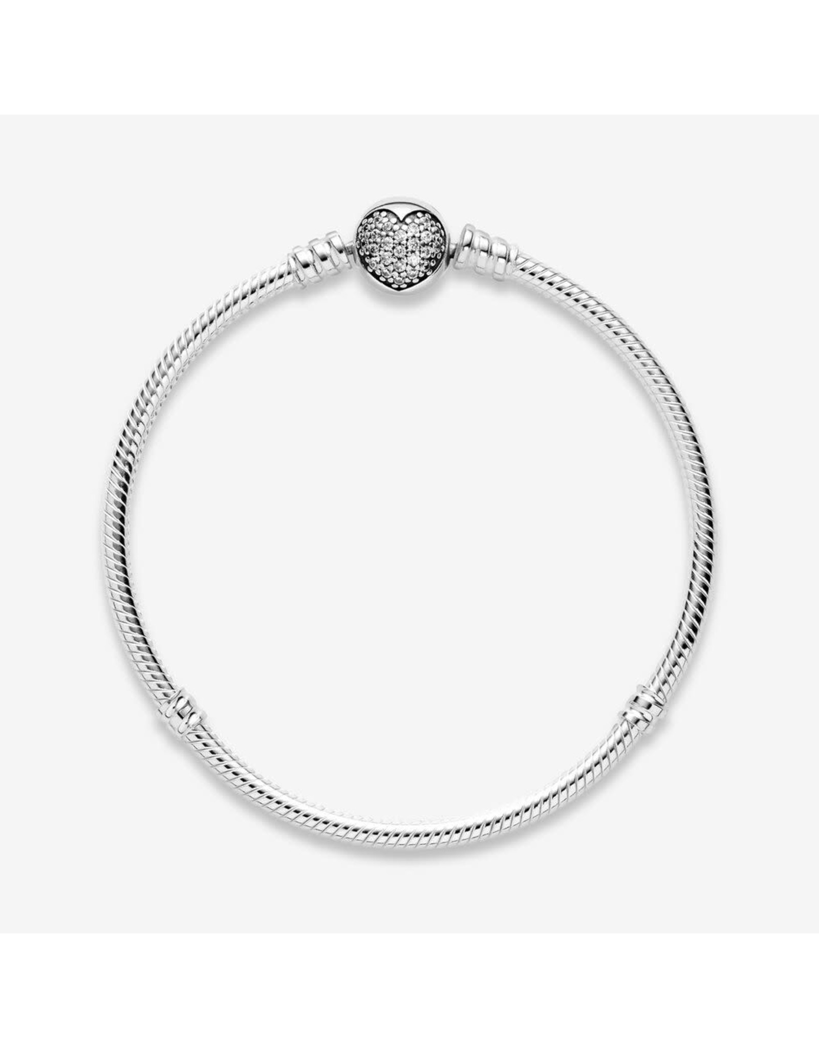 Pandora Pandora Bracelet,590743CZ,  Sparkling Heart Clasp Snake Chain, Sterling Silver CZ