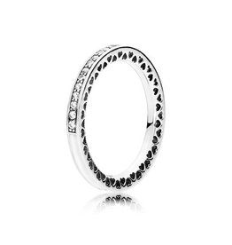 Pandora Pandora Ring, Radiant Hearts Of Pandora, Silver Enamel & Clear CZ