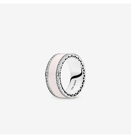 Pandora Pandora Ring, Hearts of Pandora, Soft Pink Enamel & Clear CZ