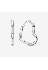Pandora Pandora Earrings,298307C00, Small Asymmetric Heart, Sterling Silver Hoops