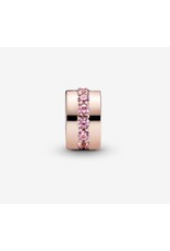 Pandora Pandora Clip( 781972C01) With Synthetic Pink Sapphire, Rose Gold