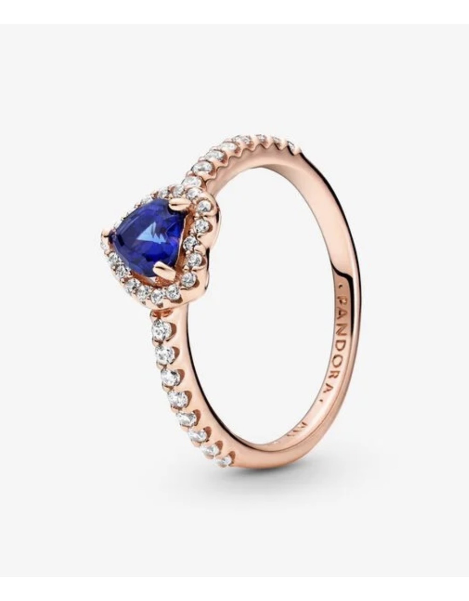 Pandora Pandora Ring,188421C01, Sparkling Blue Elevated Heart, Clear CZ, Rose Gold
