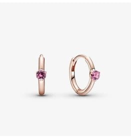 Pandora Pandora Earrings,289304C03, Solitaire Huggie Hoops, Pink Crystal, Rose Gold