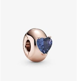 Pandora Pandora Clip,789203C02,Heart Solitaire, BLue Crystal, Rose Gold