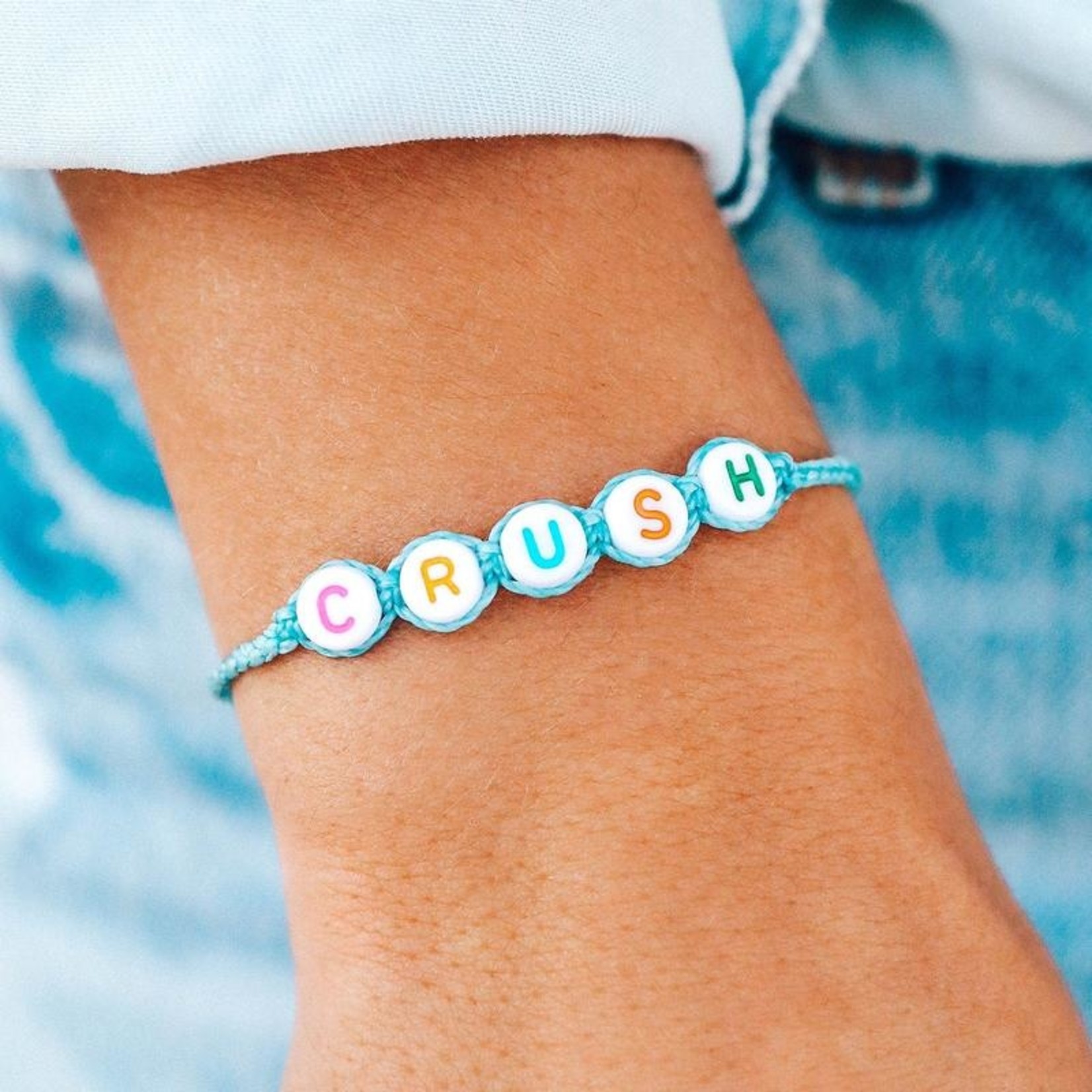 Pura Vida Crush Word, Crystal Blue