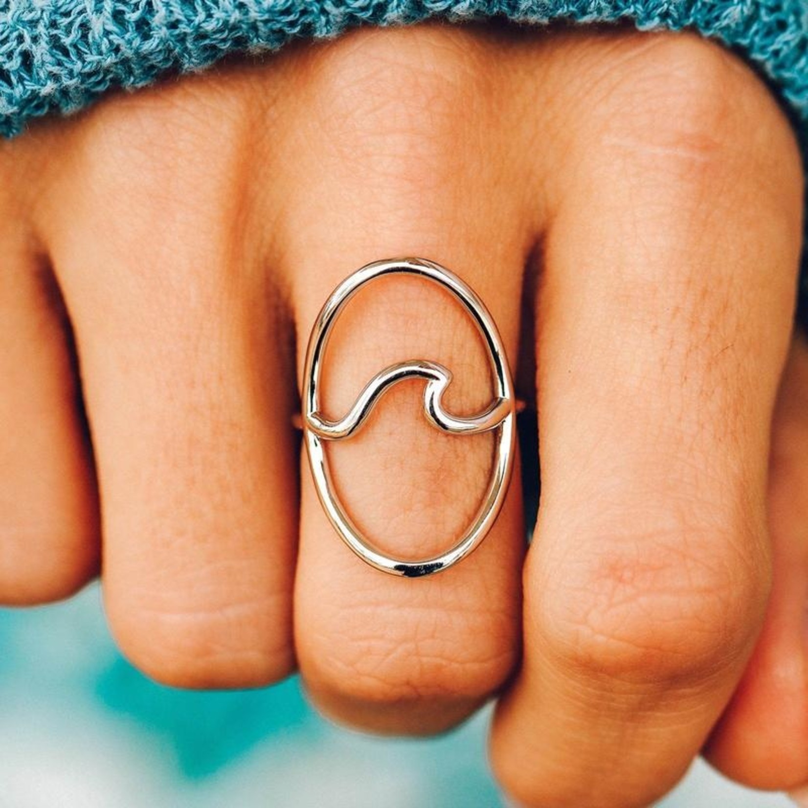 Pura Vida Statement Oversized Wave Ring, Silver