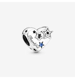 Pandora Pandora Charm,799527C01, Thankful Heart & Stars, Blue Crystal