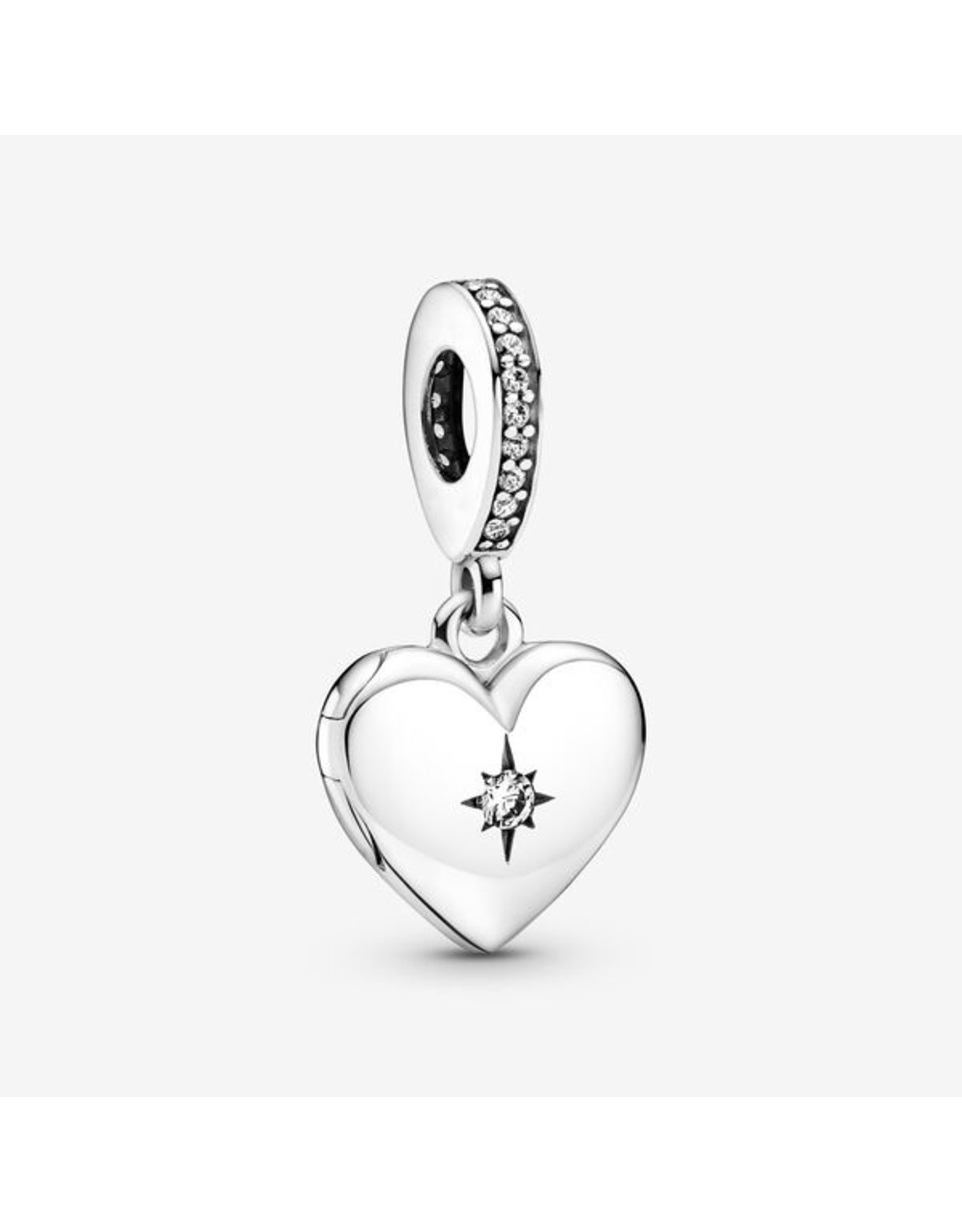 Pandora Pandora Charm, 799537C01, Openable Heart Locket Dangle, Clear CZ