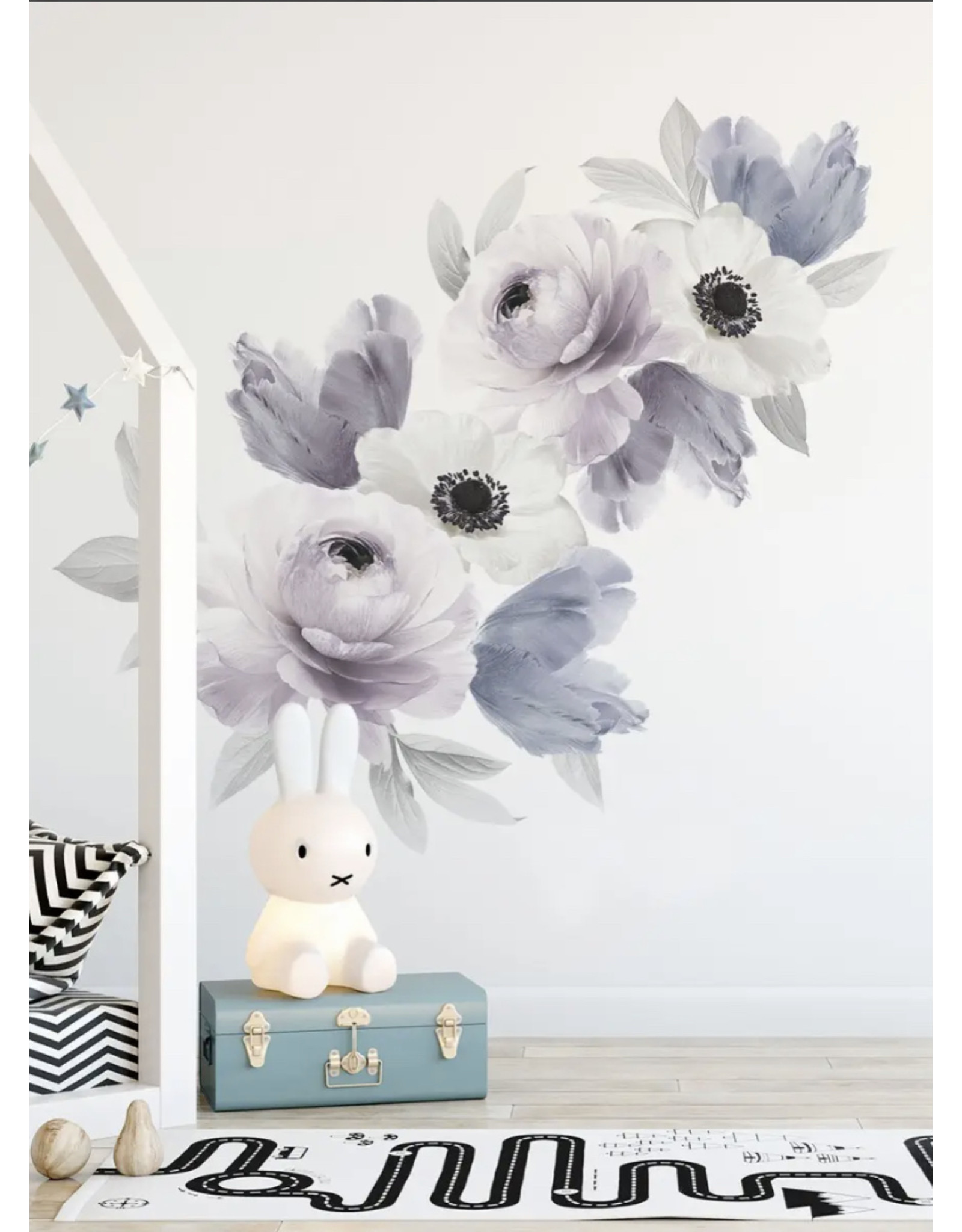 Simple Shapes, Floral Wall Sticker, Peaceful Purple