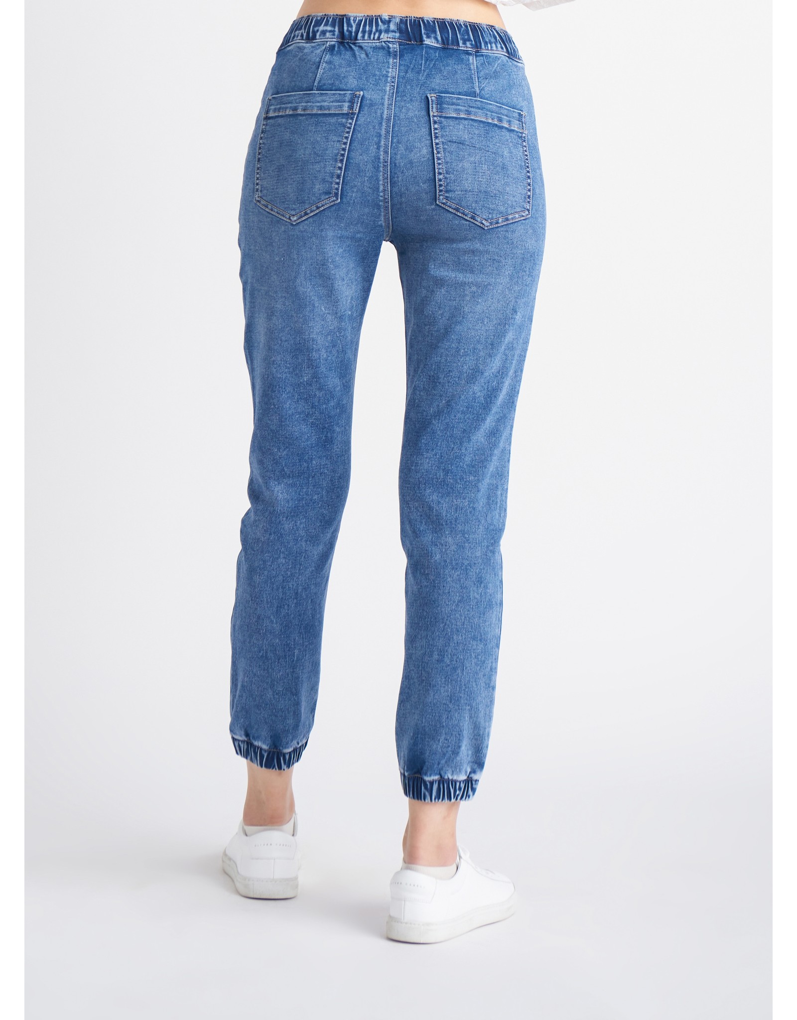 Dex Pantalon Jogger, Jean Taille Haute, Bleu Vintage