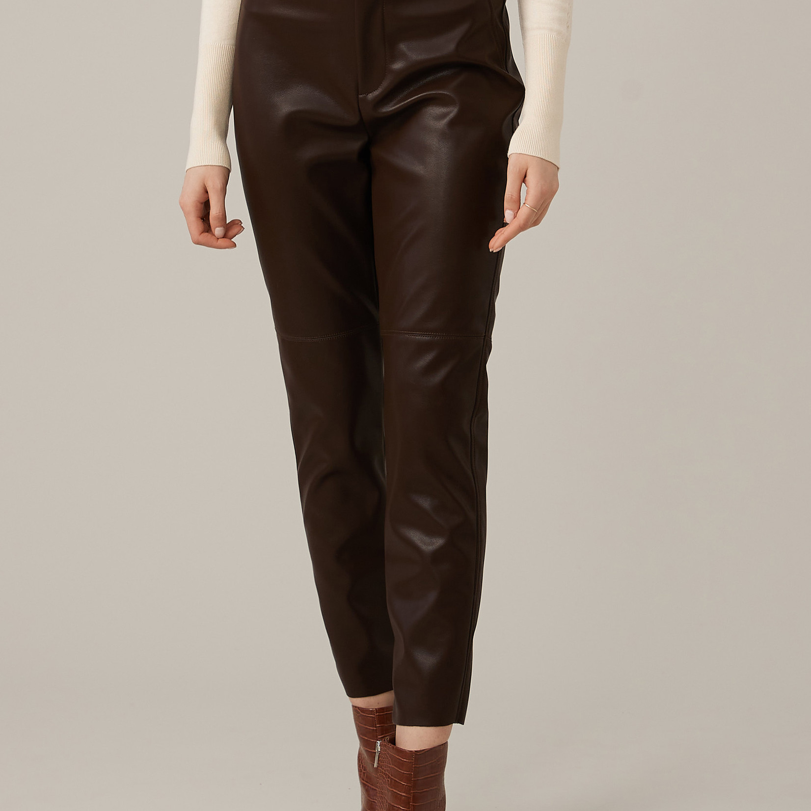 Emproved Pantalon Cuir Vegan Skinny, Chocolat