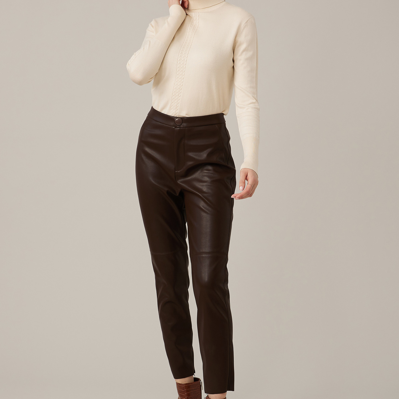 Emproved Pantalon Cuir Vegan Skinny, Chocolat