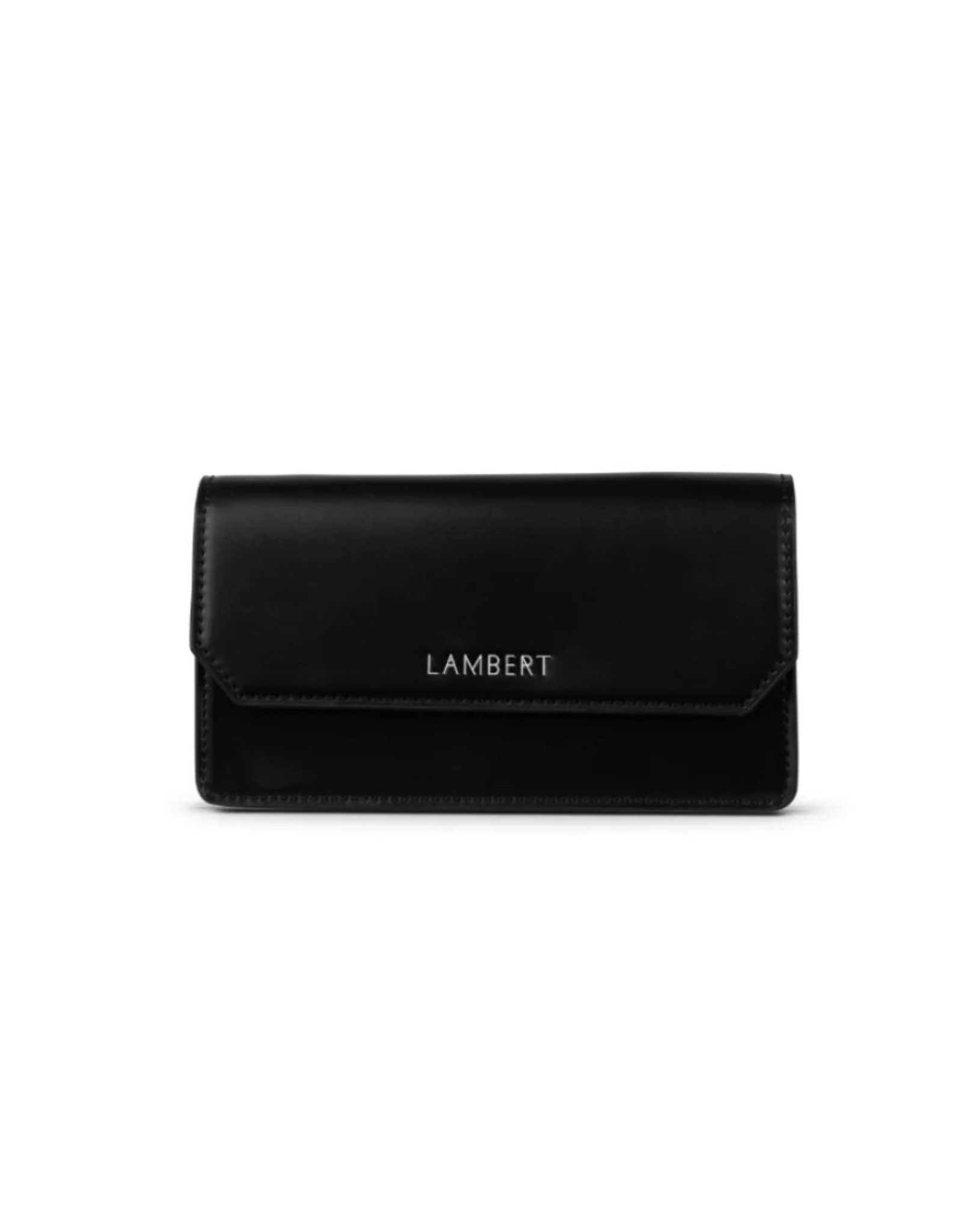 Lambert LAYLA-Portefeuille sur chaîne en cuir vegan-Noir Brillant