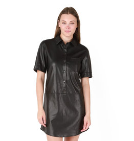 Black Tape Robe chemise en faux cuir-Noir
