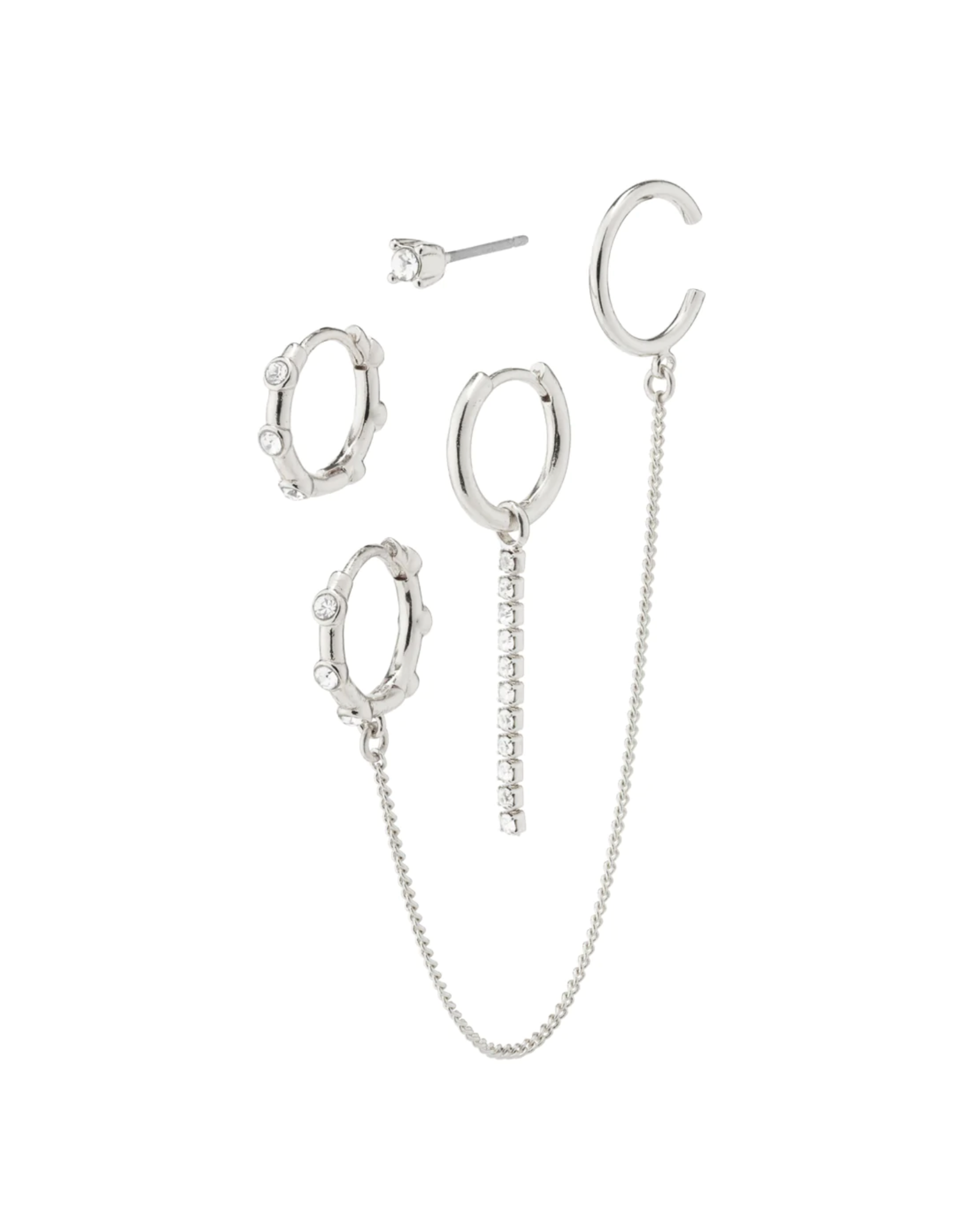 Pilgrim SIV earrings 4-in-1 set silver-plated