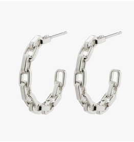 Pilgrim Eira Cable Chain Hoop Earrings Silver-Plated
